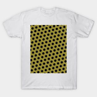 Pattern hexagon gold on black background T-Shirt